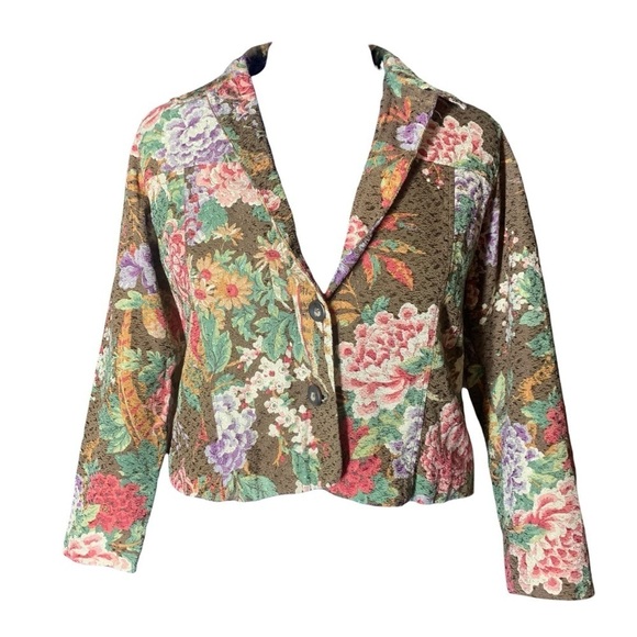 Coldweather Creek Vintage Floral Brown Blazer - Picture 2 of 10